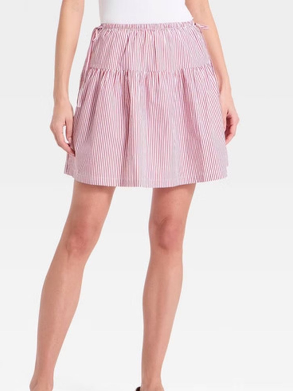 Target “a new day brand” Red & White Striped Tiered Skater Skirt [Size Medium]